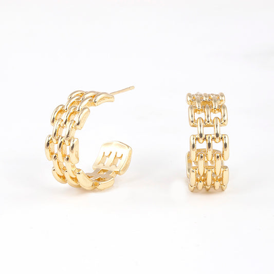 Gold Plated Chain Link Hoop Earrings