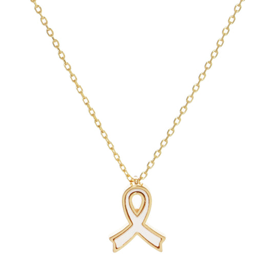 White Shelled Breast Cancer Awareness Necklace
