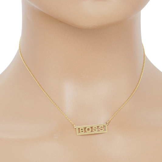 Gold Plated "Boss" Monogram Necklace