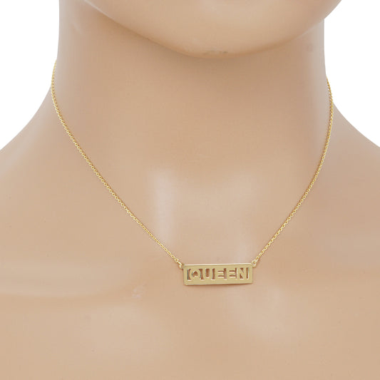 Gold Plated "Queen" Monogram Necklace