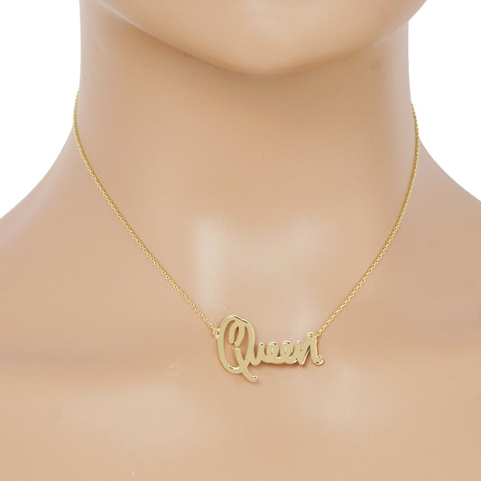 Gold Plated Bold Queen Cursive Necklace