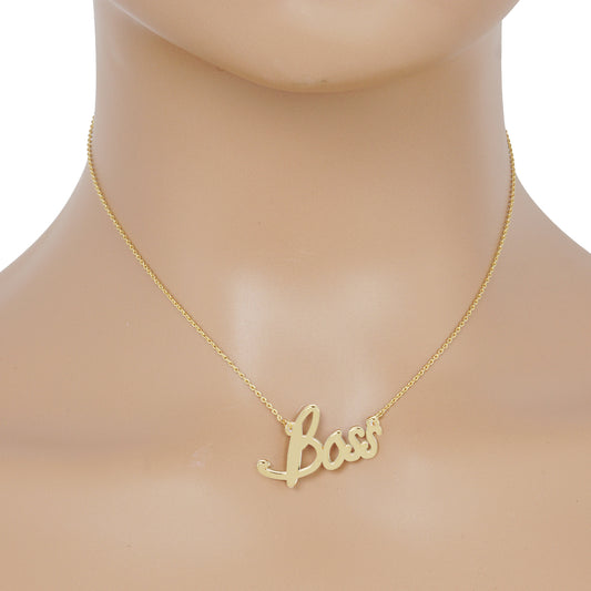 Gold Plated Bold Boss Cursive Necklace