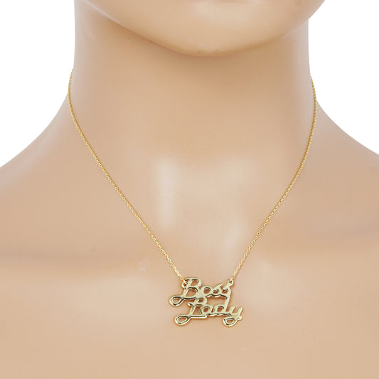 Gold Plated Bold Boss Lady Cursive Necklace