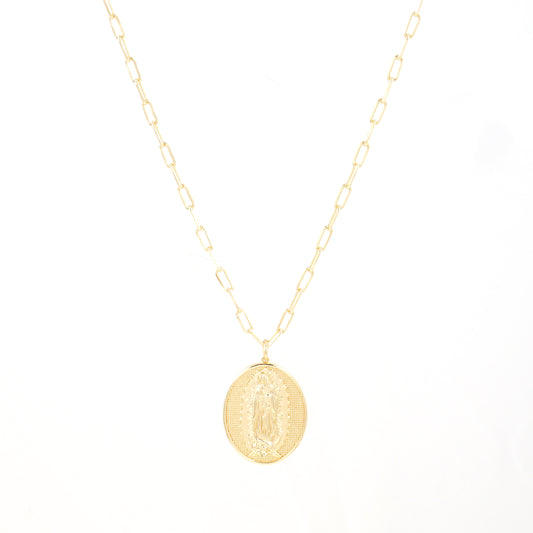 Gold Plated Virgin Mary Medallion Necklace