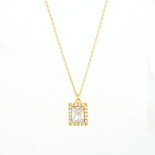 Gold Plated Emerald-Cut Cubic Necklace