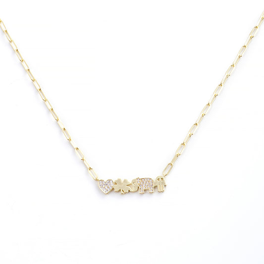 Gold Plated Icon Bar Necklace