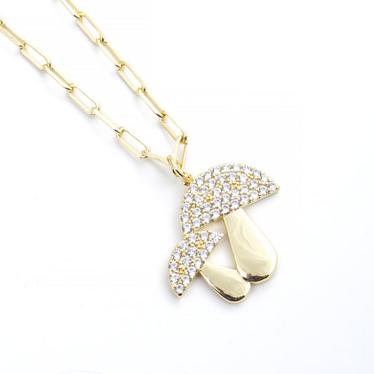 Gold Plated Double Mushroom Necklace