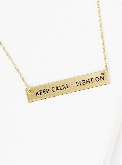 Breast Cancer Awareness "KEEP CALM & FIGHT ON" Necklace
